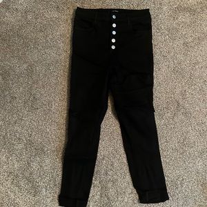 J Brand black high rise button fly skinny jeans